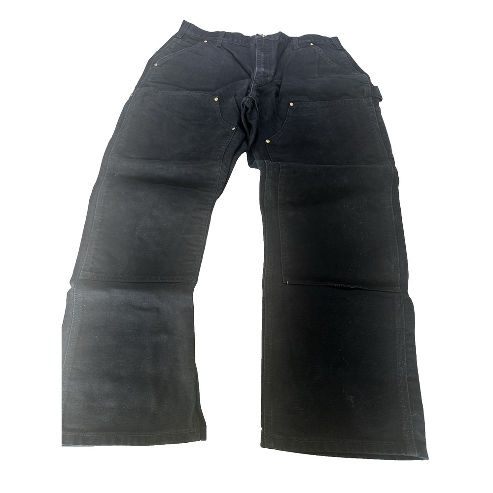 Carhartt Dungaree Fit Carpenter 38x30 Black Double Knee/Front Utility Work Duck